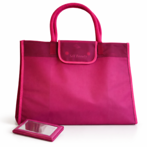 VANDTÆT STRANDTASKE MED SPEJL - PINK