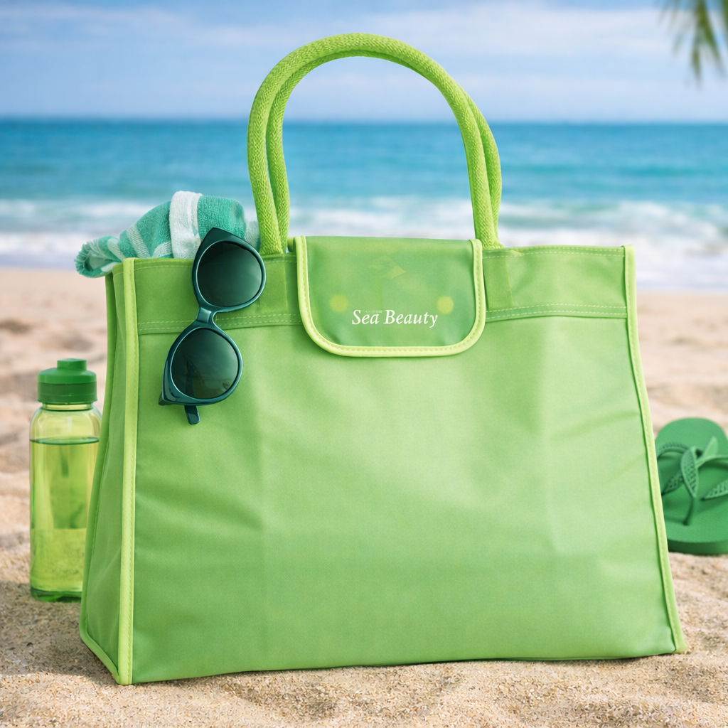 VANDTÆT STRANDTASKE MED SPEJL - LIME - Image 2
